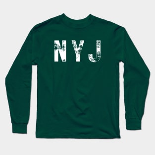 Ny Jets NYJ distressed white text Long Sleeve T-Shirt